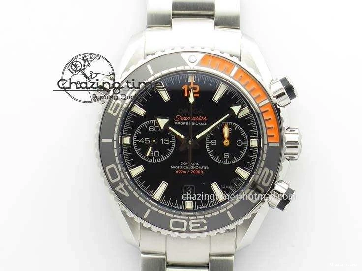 0413 Sustainable Planet Ocean Master Chronometer Chrono SS OM 1:1 Best Edition Black Dial On SS Bracelet A 8179